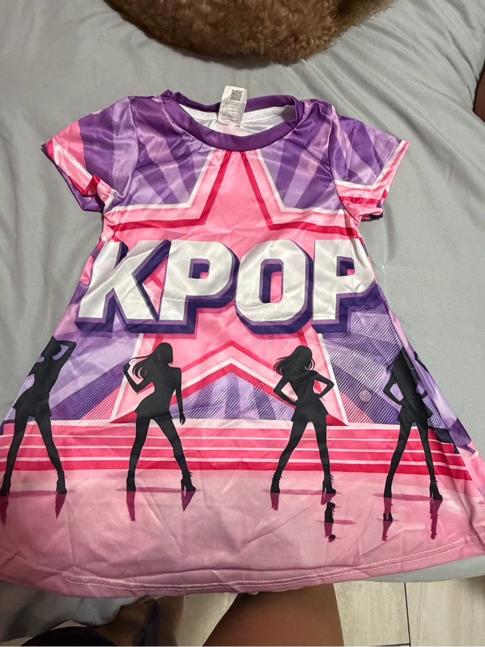 K-Pop Graphic Girls' Pink & Purple Dress Top